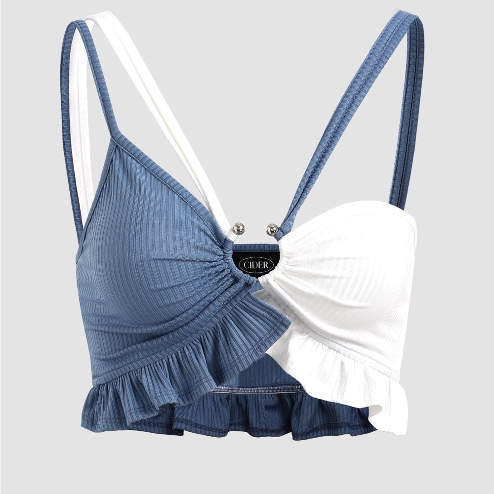 Cider Ruffle Cut Out Patchy Cami, S